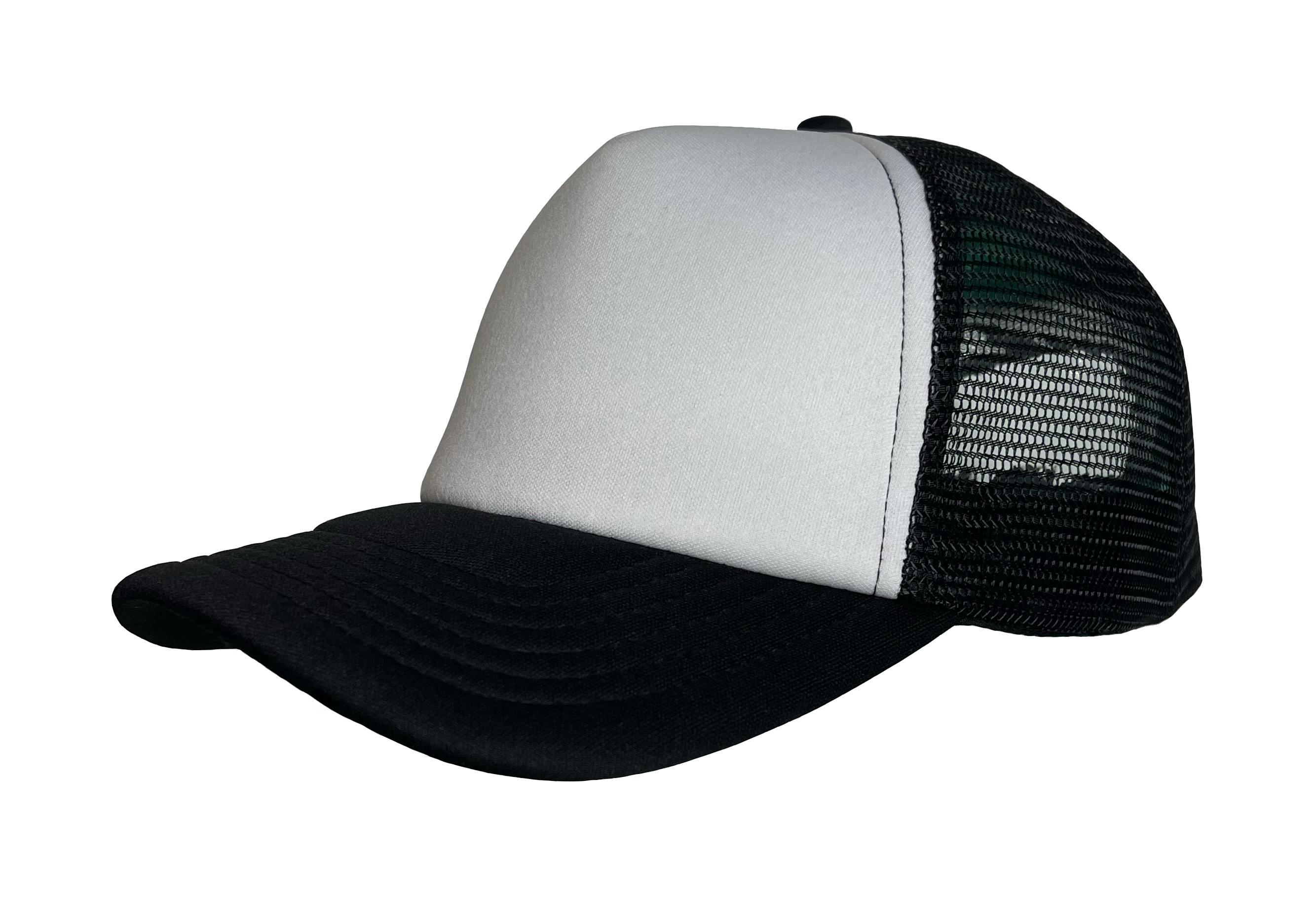 5 PANEL TRUCKER CAP WITH FOAM FRONT & PEAK WITH SNAP CLOSURE